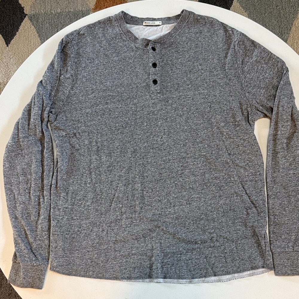 Marine Layer Charcoal Long Sleeve Henley Mesium